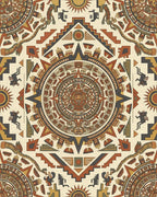 Aztec Sun Stone Geometric Medallion Accents Rug - Cutout View