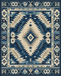 Azure Diamond Aztec Geometric Rug - Cutout View