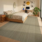 Beige Cream Linear Rug - bedroom