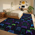 Blue Pink Green Rug - bedroom