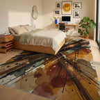 Brown Black Green Rug - bedroom