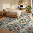 Green Lavender Yellow Rug - bedroom