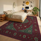 Ornate Medallion Crimson Floral Rug - bedroom