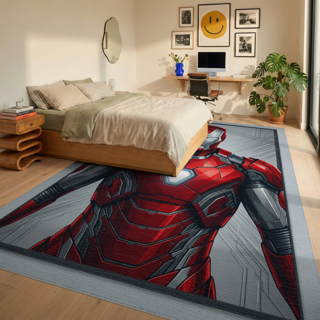 Geometric Crimson Abstract Hero Rug - bedroom