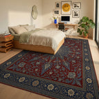 Red Indigo Gold Rug - bedroom