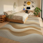 Cream Visual Rhythmic Rug - bedroom