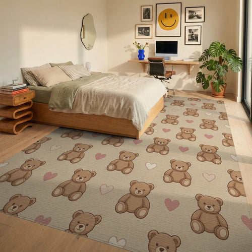 Brown Cream Beige Rug - bedroom