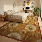 Golden Ochre Dandelion Floral Rug - bedroom