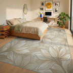 Transitional Cream Beige Rug - bedroom