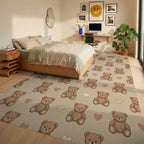 Brown Cream Beige Rug - bedroom