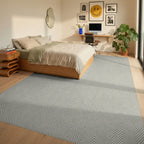 White Geometric Diagonal Rug - bedroom