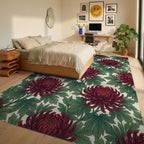 Crimson Forest Green Rug - bedroom