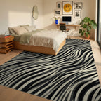 Black Gray Lines Rug - bedroom