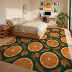 Botanical Citrus Forest Green Rug - bedroom