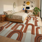 Terracotta Arch Minimalist Geometric Rug - bedroom