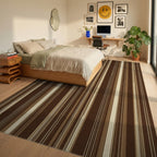 Cream Brown Modern Rug - bedroom