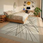 Minimalist Geometric Cream Black Rug - bedroom