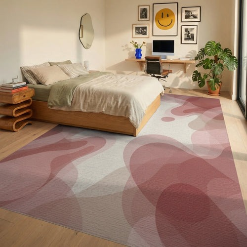 Blush Organic Layered Minimalist Rug - bedroom