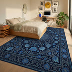 Persian Blue Geometric Rug - bedroom