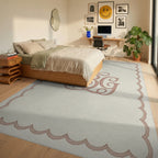 White Beige Minimalist Rug - bedroom