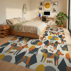 White Orange Yellow Rug - bedroom