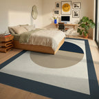 Minimalist Geometric Midnight Blue Rug - bedroom