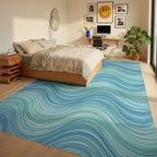 Fluid Coastal Wave Blue Area Rug - bedroom
