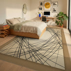 Black Cream Beige Rug - bedroom