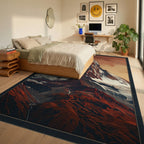 Geometric Crimson Mountain Landscape Rug - bedroom