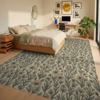 Gray Beige Traditional Rug - bedroom