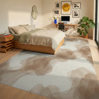 White Brown Cream Rug - bedroom