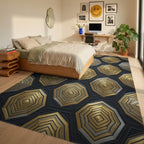 Geometric Hexagon Gold Silver Rug - bedroom