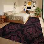 Black Pink Geometric Rug - bedroom