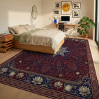 Indigo Red Floral Rug - bedroom