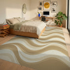 Cream Beige Minimalist Rug - bedroom