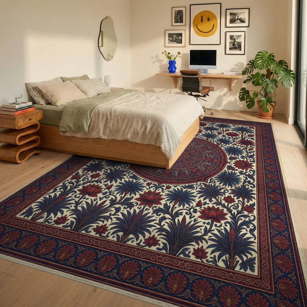 Red Indigo Crimson Rug - bedroom