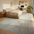 White Cream Minimalist Rug - bedroom