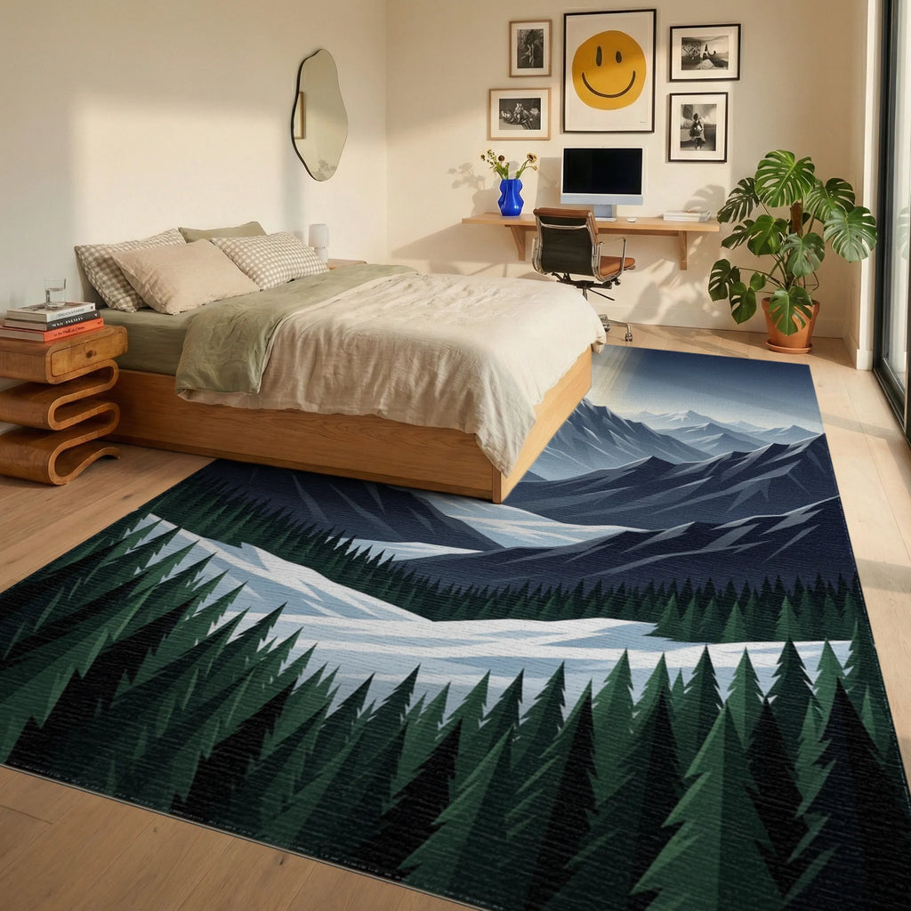 Gold White Indigo Rug - bedroom