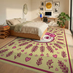Whimsical Feline Pink Bow Area Rug - bedroom