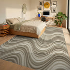 Cream Beige Geometric Rug - bedroom