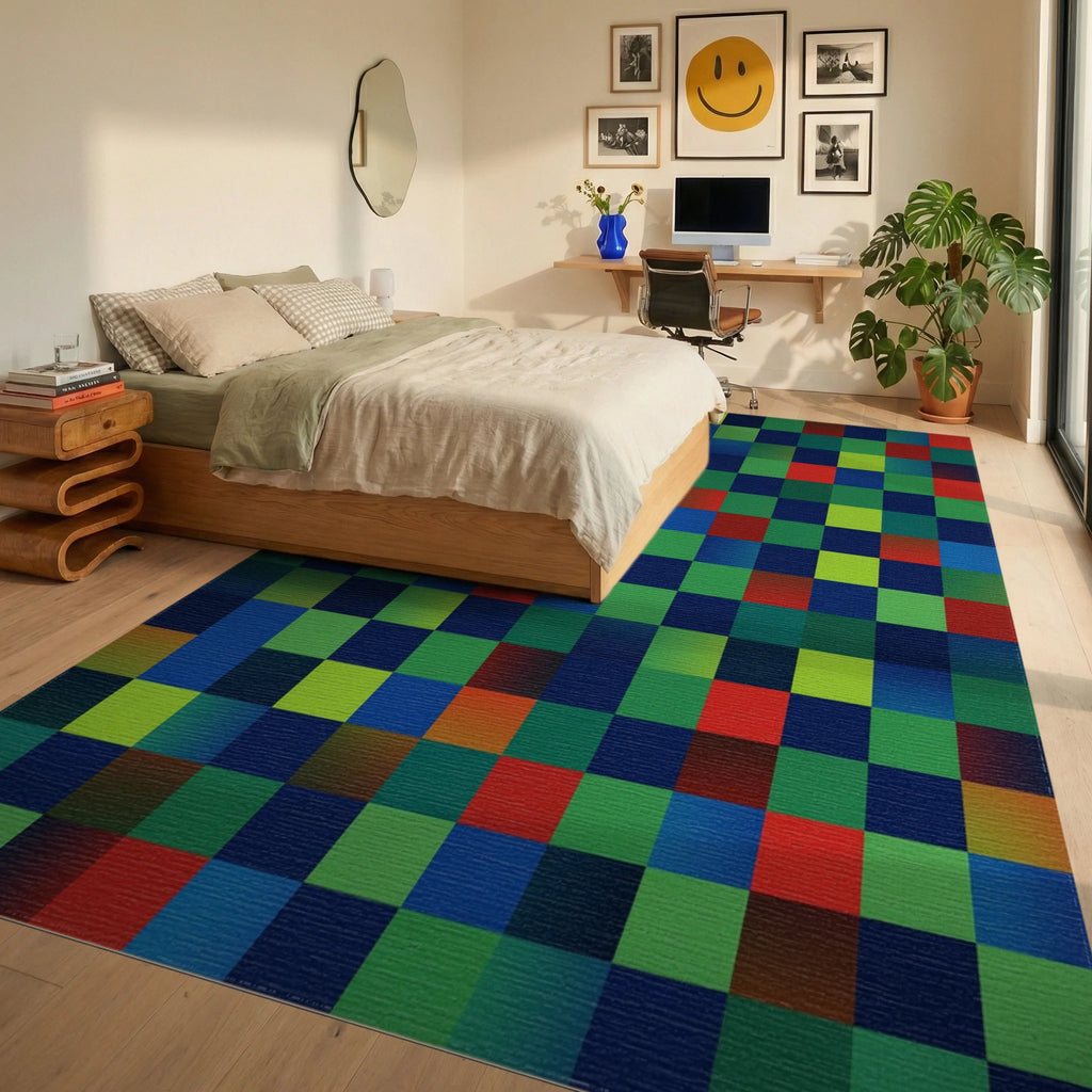 Navy Blue Forest Rug - bedroom