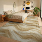Beige Geometric Minimalist Rug - bedroom