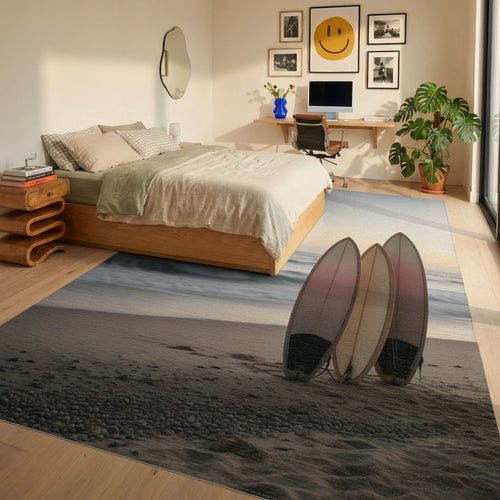 Beige Cream Sky Rug - bedroom