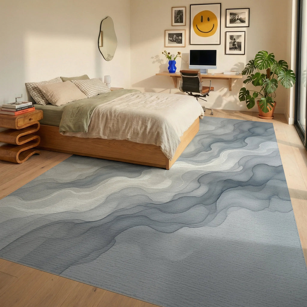 White Gray Silver Rug - bedroom