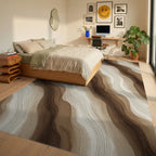 White Brown Cream Rug - bedroom