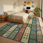 Gray Green Yellow Rug - bedroom