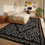 Moroccan Brown Cream Rug - bedroom