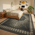 Distressed Medallion Farmhouse Area Rug - bedroom