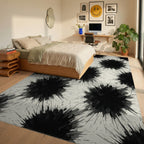 White Black Abstract Rug - bedroom