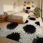 White Black Cream Rug - bedroom